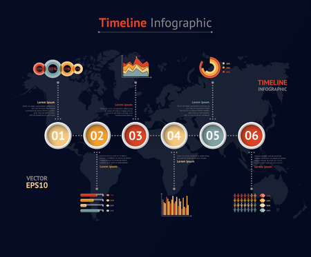 Timeline vector infographic. World mapのイラスト素材