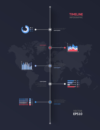 Timeline vector infographic. World mapのイラスト素材