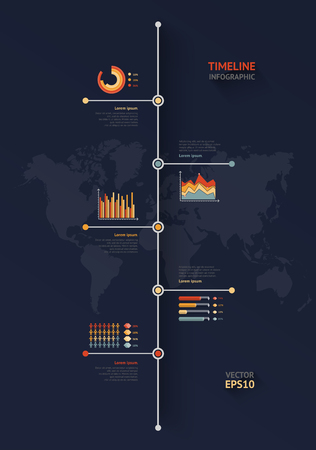 Timeline vector infographic. World mapのイラスト素材