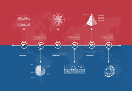 Timeline vector infographic. World mapのイラスト素材