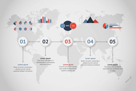 Timeline vector infographic. World mapのイラスト素材