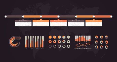 Timeline vector infographic. World mapのイラスト素材