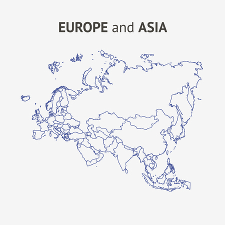 Europe and Asia maps on light background. Vector illustration.のイラスト素材