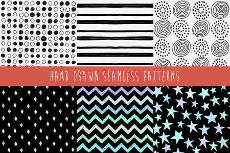 Set of abstract hand drawn patterns. Vector illustration.のイラスト素材