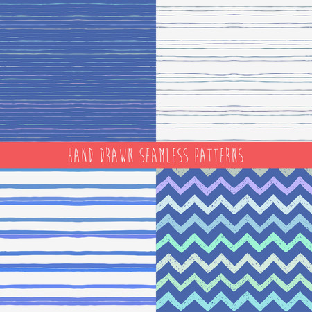 Set of abstract hand drawn patterns. Vector illustration.のイラスト素材