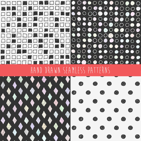 Set of abstract hand drawn patterns vector illustration.のイラスト素材