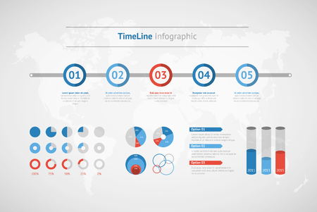 Timeline vector infographic. World mapのイラスト素材
