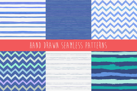 Set of abstract hand drawn patterns. Vector illustration.のイラスト素材