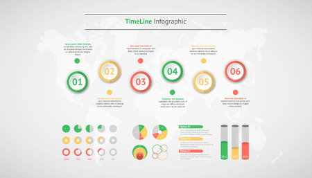 Timeline vector infographic. World mapのイラスト素材