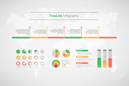 Timeline vector infographic. World mapのイラスト素材