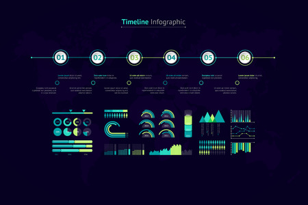 Timeline vector infographic. World mapのイラスト素材