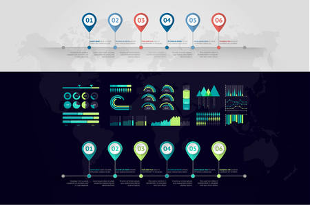 Timeline vector infographic. World mapのイラスト素材