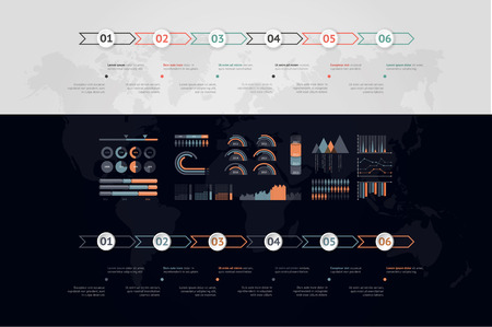 Timeline vector infographic. World mapのイラスト素材