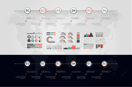 Timeline vector infographic. World mapのイラスト素材