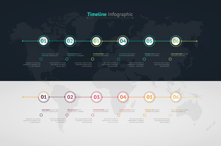 Timeline vector infographic. World mapのイラスト素材