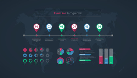 Timeline vector infographic. World mapのイラスト素材