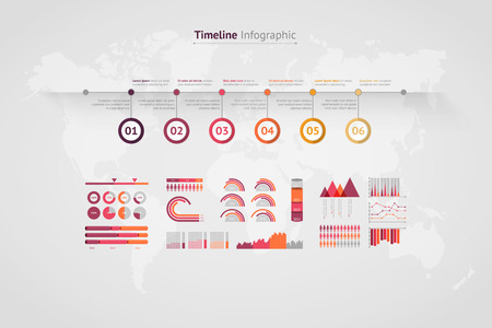 Timeline vector infographic. World mapのイラスト素材