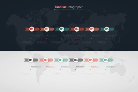 Timeline vector infographic. World mapのイラスト素材