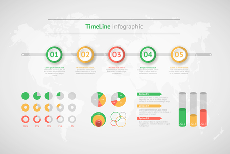 Timeline vector infographic. World mapのイラスト素材