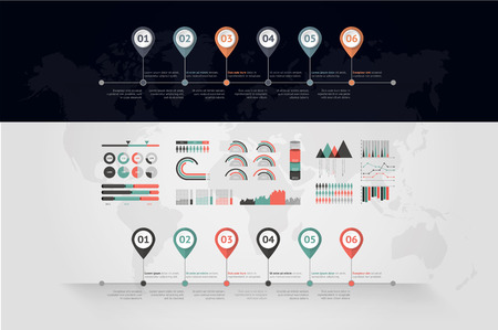 Timeline vector infographic. World mapのイラスト素材