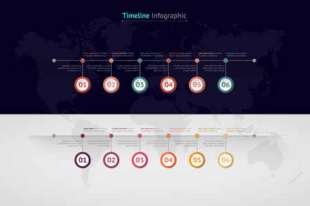 Timeline vector infographic. World mapのイラスト素材