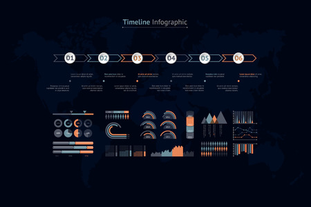Timeline vector infographic. World mapのイラスト素材