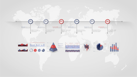 Timeline vector infographic. World mapのイラスト素材