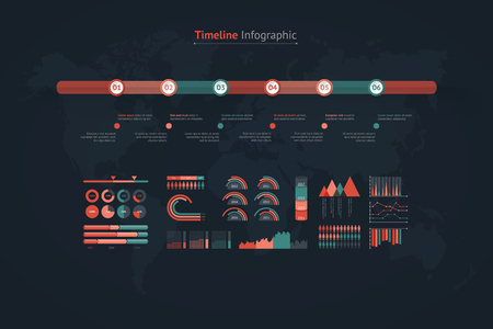 Timeline vector infographic. World mapのイラスト素材