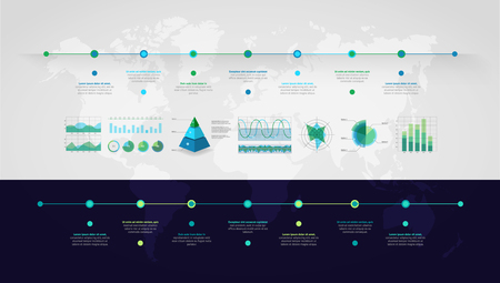 Timeline vector infographic. World mapのイラスト素材