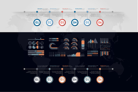 Timeline vector infographic. World mapのイラスト素材