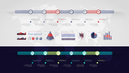 Timeline vector infographic. World mapのイラスト素材