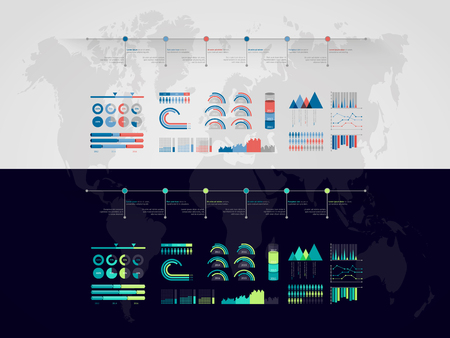 Timeline vector infographic. World mapのイラスト素材