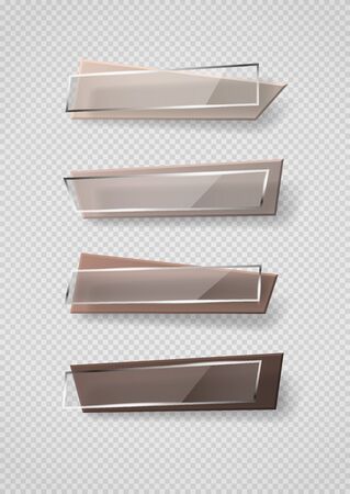 Reflecting glass banner. Gloss reflection 3d panel or clear text box banner on transparent display background vectorのイラスト素材