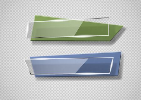 Reflecting glass banner. Gloss reflection 3d panel or clear text box banner on transparent display background vectorのイラスト素材