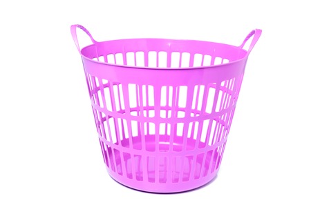 Purple plastic basket on white background or isolatedの写真素材