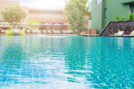 The beauty of the swimming pool in the hotel.の写真素材