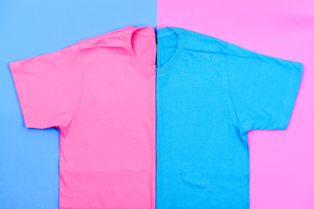 Pink and blue pastel T-shirtの写真素材