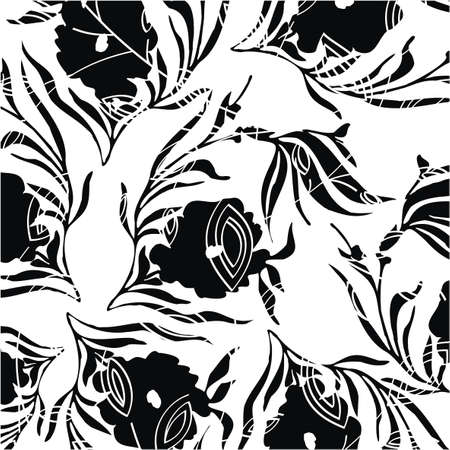 black floral patternのイラスト素材