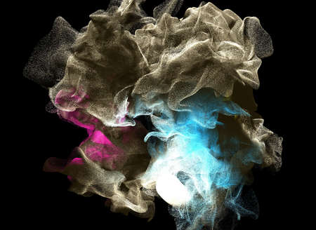 Clouds of colorful smoke in the dark, 3d illustration