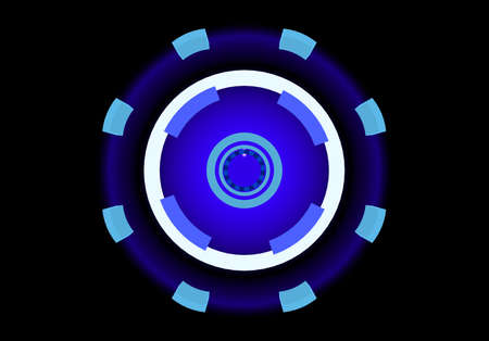 Sci-fi neon disks, abstract background, 3d illustrationの写真素材