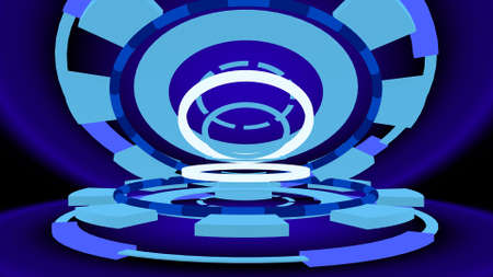 Sci-fi gizmo with glowing rings, 3d illustrationの写真素材