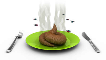 Smelly Poop with flies, 3d illustrationの写真素材