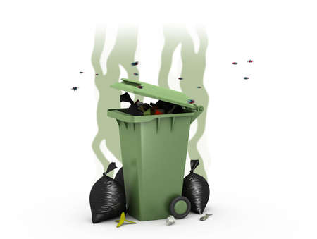 Smelly Trash Can, 3d illustrationの写真素材