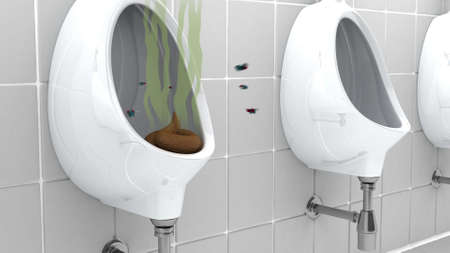 Poop in Urinal, 3d illustrationの写真素材