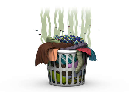 Dirty Laundry in the Basket, 3d illustrationの写真素材