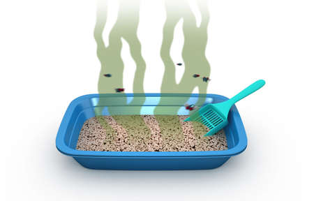 Dirty Cat Litter Box, 3d illustrationの写真素材