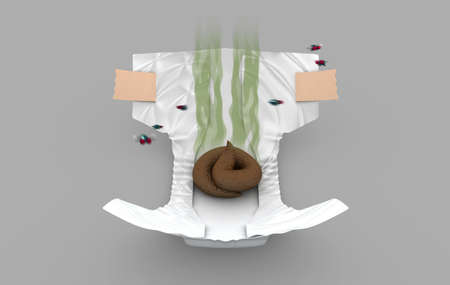 Smelly Diaper, 3d illustrationの写真素材