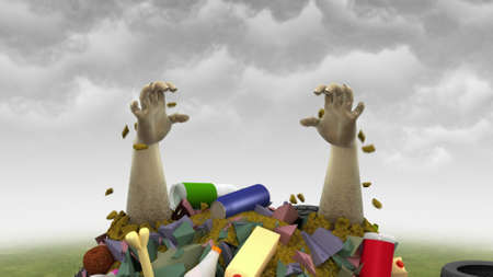 Garbage Monster, 3d illustrationの写真素材
