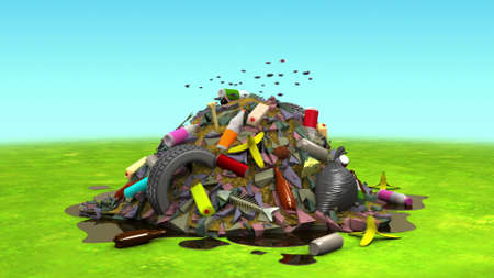 Landfill on the Lawn, 3d illustrationの写真素材
