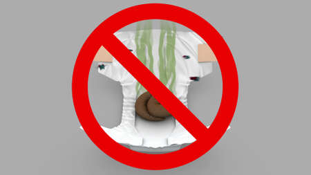 Stinky Diaper - Prohibited sign, 3d illustrationの写真素材